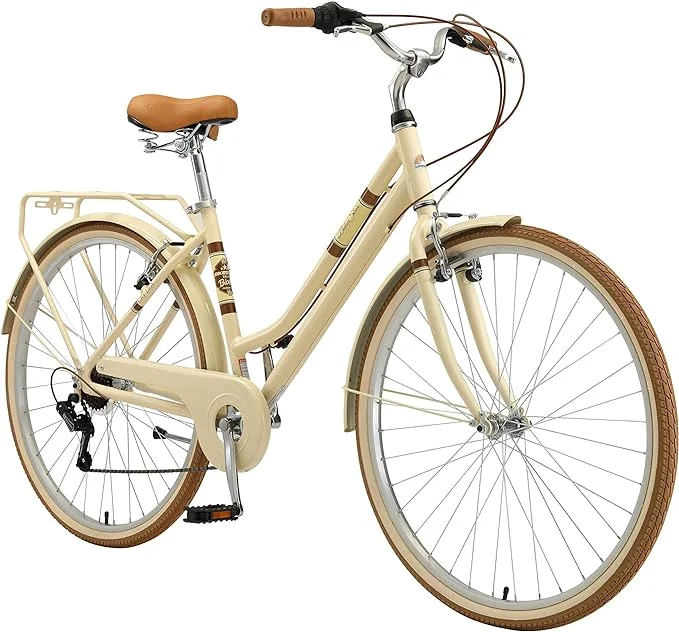 BIKESTAR Bicicleta de Paseo Aluminio Rueda de 26" 28" Pulgadas | Bici de Cuidad Urbana 7 Velocidades Vintage para Mujeres