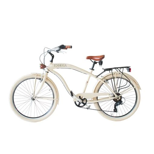 Bicicleta Cruiser Retro Airbici 790m Cuadro En Aluminio, 6 Velocidades, Blanco Roto