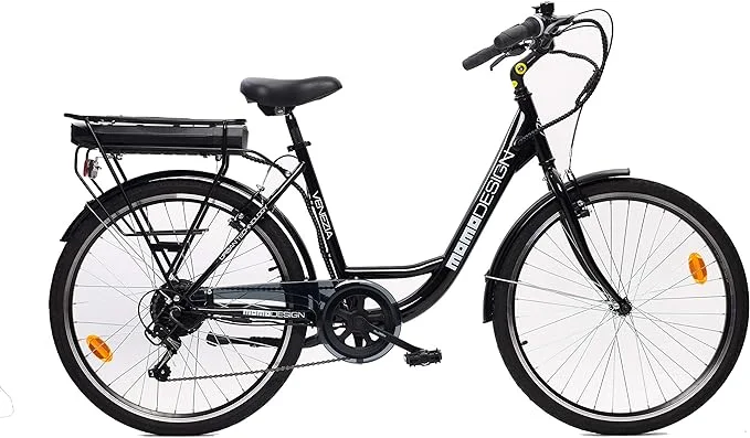 MOMO Design Venecia Bicicleta eléctrica de pedaleo asistido, Adultos Unisex, 26 Pulgadas, Negro, Talla única