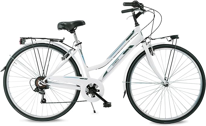 Airbici Bicicleta de Paseo Mujer Fusion Lady 28”. Bicicleta Mujer 6 Velocidades, Cuadro de Acero, Llantas de Aluminio, Luces Led, Portaequipaje, Caballete, Cambio Shimano. (Negra)